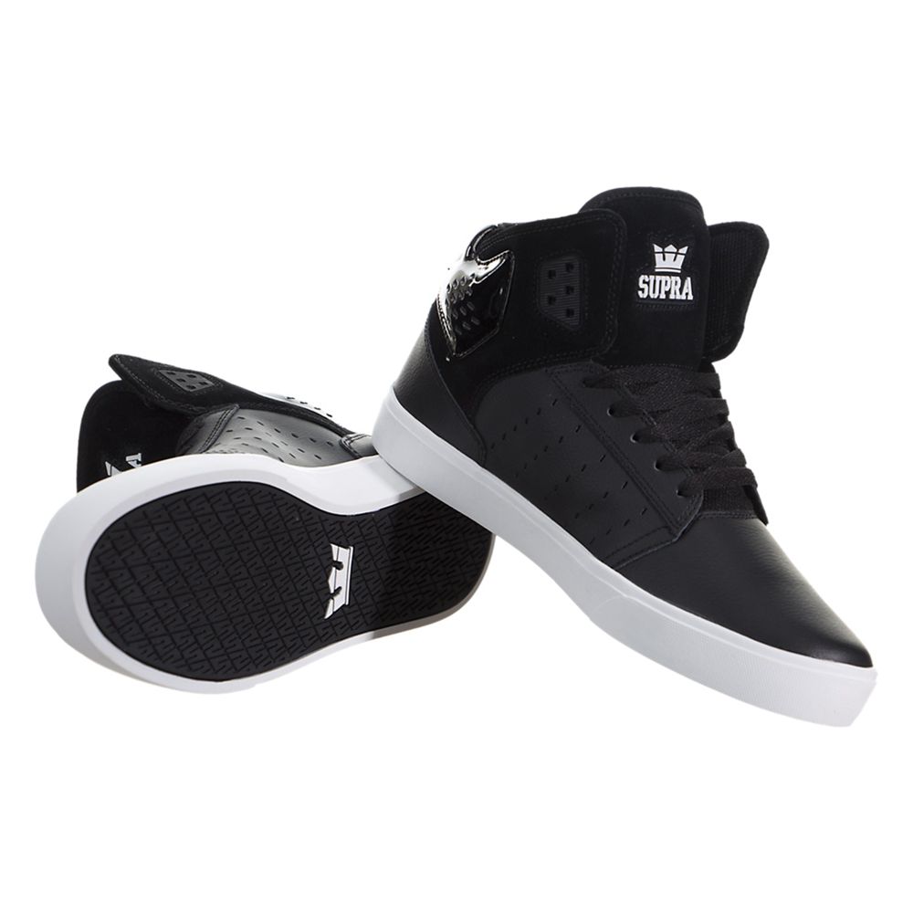 Chaussures de Skate Supra Atom Noir Black/White Homme | SJN-67235224